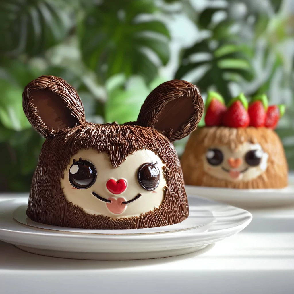 3D Labubu Ice Cream Cake with chocolate frosting and bunny ears