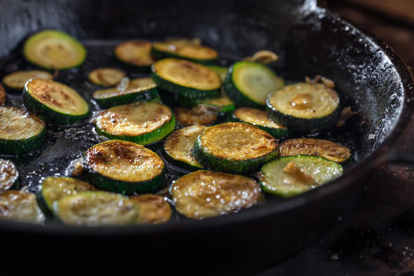 Sauteed Zucchini 球探网比分即时比分足球比分数据 in Cast Iron Skillet with Caramelized Edges
