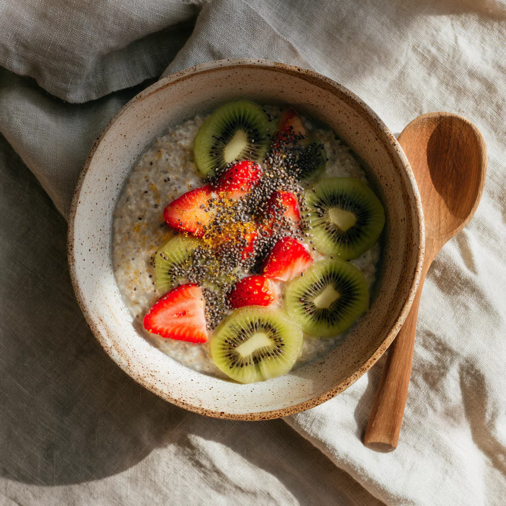 low FODMAP porridge 临海论坛 with kiwi and strawberries