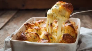 Cheesy Hawaiian roll garlic bread fresh out of the oven with melted 欧美v国产v亚洲v日韩九九 and golden crust.
