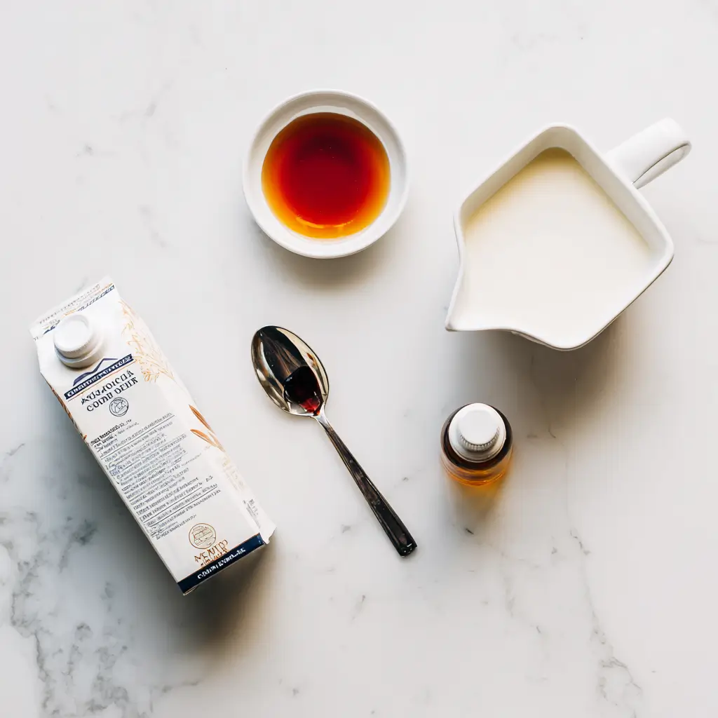 Low FODMAP coffee creamer 女女做爱电影 laid out on marble surface