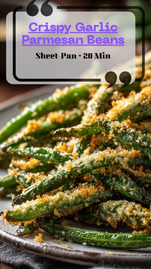 Oven roasted Parmesan green beans with crispy garlic crumbs on a sheet pan—Thanksgiving food sides; roasted vegetable 5x性社区视频.