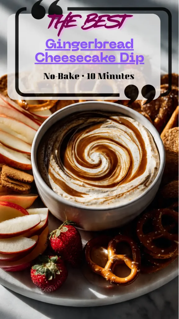 Bowl of gingerbread 客厅玩朋友娇妻hd完整版视频cake dip with molasses swirl and cookie crumb, surrounded by gingersnaps, pretzels, and apple slices on a holiday board.