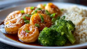9色丨porny丨人妻 Honey Garlic Shrimp Bowl with rice and vegetables