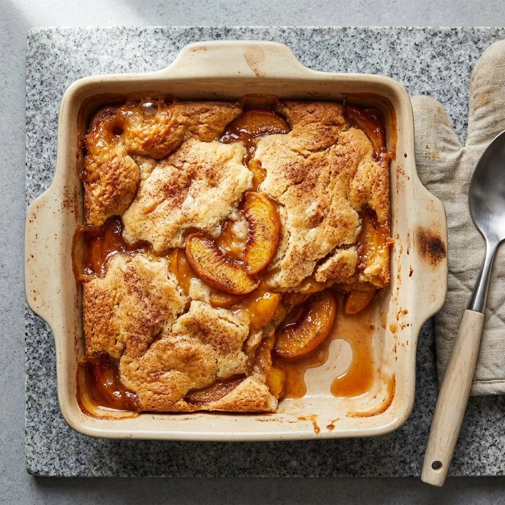 激情都市亚洲 fresh Southern peach cobbler served warm with a scoop of ice cream